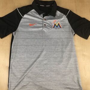 Miami Marlins Nike Dri Fit MLB Genuine Merchandise Mens Medium Polo Shirt